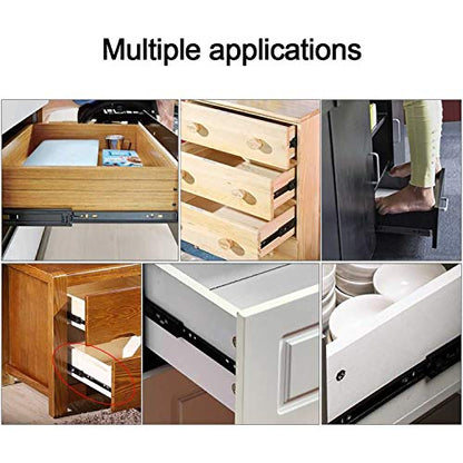 2 Sections Metal Drawer Slide Rail Tracks Ball Bearing Slides Side Mount Type (11 Inch, Black)