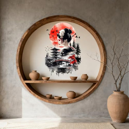Peacoblue Geisha Landscape Rub On Transfers for Furniture 6"x12" - style: Geisha and Japanese Landscapes