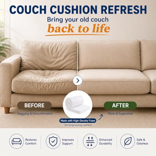 Firm High Density Upholstery Foam Cushion Pad 30ILD 1 x 24 x 72 Inch