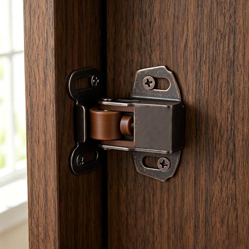 10 Set Roller Catch Cabinet Door Latch, Heavy Duty Spring Loaded Mailbox Latch Replacement Hardware for Closet, Wardrobe, RV – 1.49 x 1.18 inch, Ancient Red (Vintage Style)