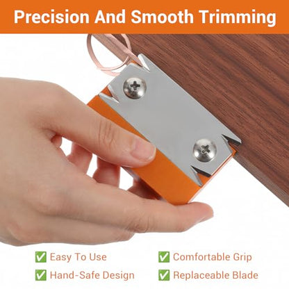 Xindojuz Edge Banding Trimmer & 1 PCS Replacement Blade, Mini Edge Banding Cutter Machine for Woodworking Tools, Hand Edges Corner Planer Bander for Deburring Chamfering and Trimming