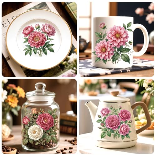Peacoblue Vintage Flowers Rub On Transfers for Craft, Transfer Sticker - style: Vintage Flowers