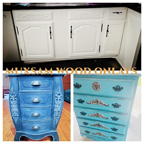 1Pc Wood Carved Appliques Long Wooden Carving Onlays Decals for Furniture - color: 1-Pack, size: 12.99" x 2.36"