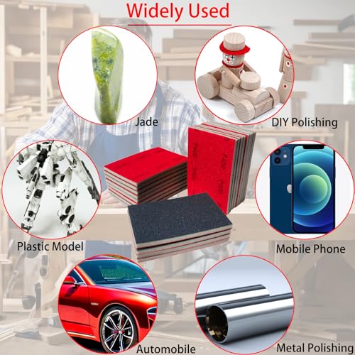 20 PCS 3 x 4 Inch 400 Grit Sanding Sponge, Hook-and-Loop Backing Sander Sponges Pads, Soft Foam Hand Sander Block Wet Dry Sandpaper for Model Drywall Metal Wood Furniture Polishing - style: 400 Grit