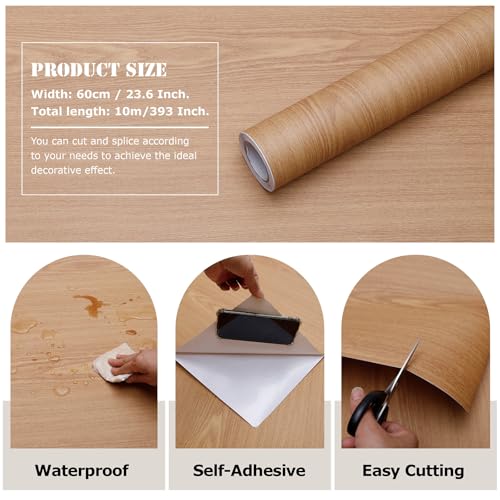 Wood Grain Contact Paper Peel and Stick Wallpaper Self Adhesive Wall Paper for Furniture Countertop Drawer Shelf Liner Cabinet Waterproof Easy to Clean 23.6" X 393" - color: Teak, size: 23.6"W x 393"L