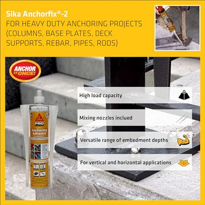 SIKA AnchorFix-2 Super Strength Anchoring Adhesive - Two-Component System for Threaded Rods in Concrete, 10.1 fl. oz - Fast Curing, Solvent-Free, High Load Capacity - style: Anchoring Adhesive