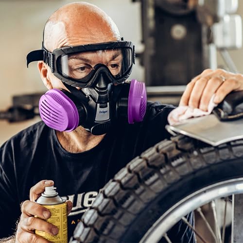 Dräger X-plore 3500 Respirator Mask Multi-Gas/P100 Combination Cartridge (OV/AG/HF/FM/CD/AM/MA/HS/P100) NIOSH-certified Half-Mask for Painting, Chemicals, Construction