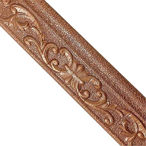 Queenbox 3x90in 3D Floral Molding Peel and Stick Wall Border, Sticky Wallpaper Wall Decorative Border for DIY Art Home Room Kitchen Office, Brown - color: Brown