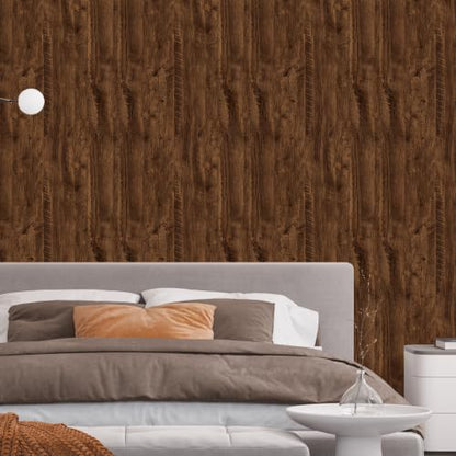 SOON AFTER Brown Wood Peel and Stick Wallpaper, Size 23.6"x472"/Roll - color: Brown JF001, size: 23.6" x 472"