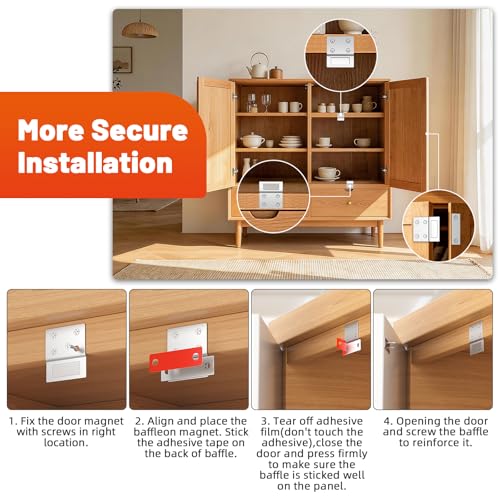 Jiayi Cabinet Door Magnets Closures 2 Pack Ultra Thin Magnetic Door Catch