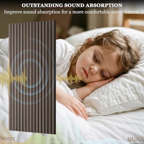 4-Pack Wood Veneer Acoustic Wall Panels Decorative Acoustical Panel - color: Brown