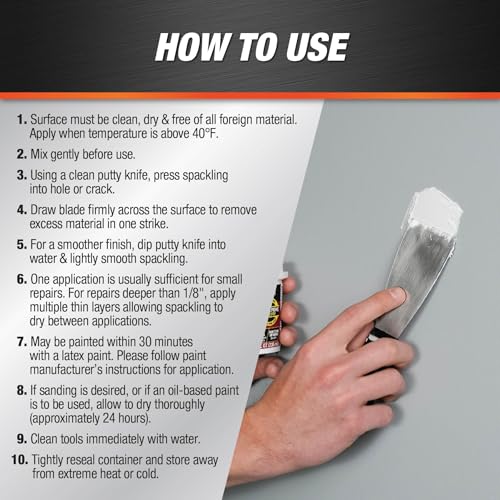 DAP Patch-N-Paint Lightweight Spackling, White, 8 Oz (7079801602)