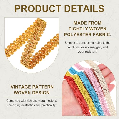 MECCANIXITY Gimp Braid Trim 1/2" x 14 Yards Polyester, Gold - color: Gold