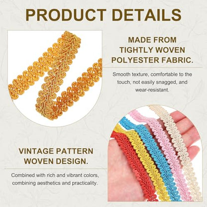 MECCANIXITY Gimp Braid Trim 1/2" x 14 Yards Polyester, Gold - color: Gold