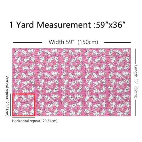 Feelyou Rabbits Animal Theme Fabric by The Yard 1 Yard Kids Soft - color: Multi 002, size: 1 Yard