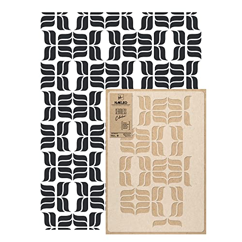 NAKLEO Wall Painting Stencil Large Size, 23,2”x37,4” Curly Brackets Vintage Retro Reusable Plastic Template, Geometric Pattern Wallpaper, DIY Home Decor Craft, Wood Floor Furniture - color: Curly Brackets