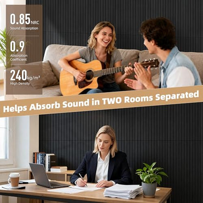 TO-TH Sound Absorbing Panels Wood Grain Acoustic Wall Panel 4 Pack, Smoky - color: Smoky, size: 4 pcs - 47.2'' * 23.6''