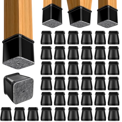 BUMACO 40Pcs Chair Leg Floor Protectors for Hardwood Floors Anti-Scratch - color: Black-40 Pcs, size: Square L