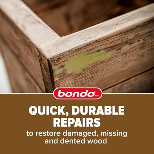 Bondo Wood Filler 12 oz with Hardener 0.5 oz, Repairs Chips and Cracks in Wood, Sandable, Paintable, and Stainable (WF-PT-ES) - size: 1 Filler 12 oz, 1 Hardener 0.5 oz