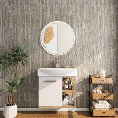 LACHEERY Faux Grasscloth Prepasted Wallpaper Peel and Stick Contact Paper for Walls 15.8"x276" Brown Gray Grasscloth Peel and Stick Wallpaper for Bedroom Bathroom Wall Cabinets Countertops Waterproof - size: 15.8" x 276"