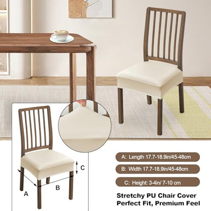 FUANGUI Dining Chair Covers Set of 2, Kitchen Chair Seat Covers - color: Pu-white