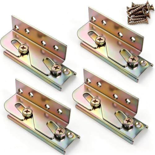 4 Sets Bed Rail Brackets,Heavy Duty Bed Frame Brackets Bed with Screws - size: 4 Pieces