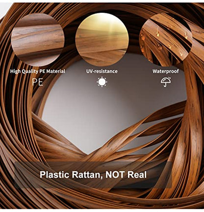 Feyart 32m/105ft 8mm Dark Wood Grain Brown Wicker Repair Kit, PE Rattan Repair Kit for Wicker Chair Fixing, Patio Furniture Repair - color: Dark Wood Grain, size: 105 Feet