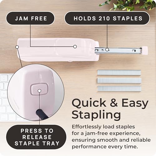 Pink Electric Stapler Pro - Automatic Stapler for Desk or Office Use - color: Pink