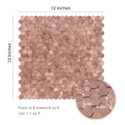 STICKGOO Mosaic Peel and Stick Backsplash Tiles, 8 Sheets, Rose Gold - color: Rose Gold