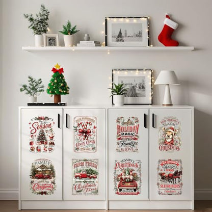 Christmas Rub on Transfers for Crafts, Slogan Iron on Furniture Decals - style: Christmas Slogan