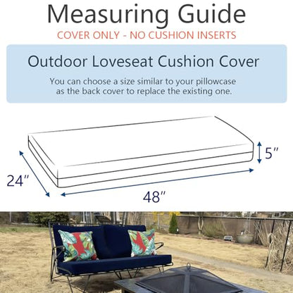 FLYMEI Patio Cushion Covers 48x24x5, Beige, 1Packs - color: Beige, size: 48x24x5-1Packs-Cover Only