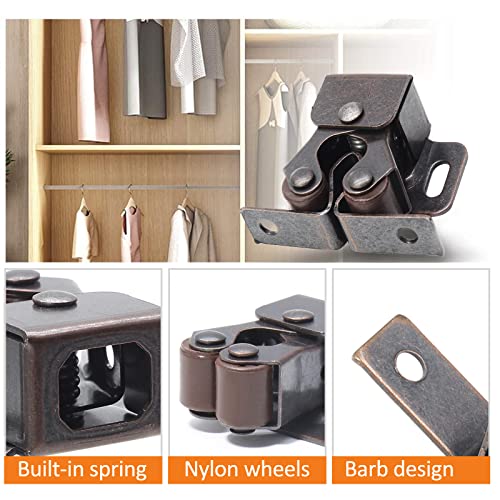 Luomorgo 10 Pack Double Roller Catch Cabinet Latches, Antique Bronze - color: Antique Bronze, size: 10 Pieces