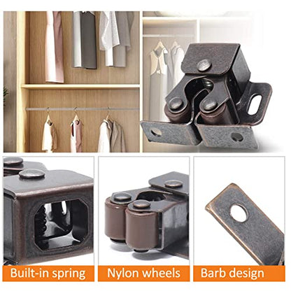 Luomorgo 10 Pack Double Roller Catch Cabinet Latches, Antique Bronze - color: Antique Bronze, size: 10 Pieces