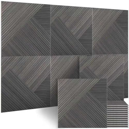 BUBOS 6 Pack Faux Wood Wall Panel,23.6"x23.6" Peel and Stick Acousitc Panel - color: Black Walnut