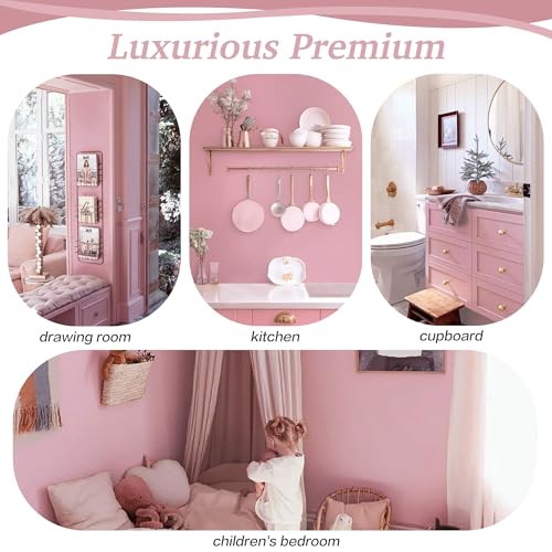 Dimoon 17.7''x236'' Peel and Stick Wallpaper Pink Contact Paper for New Environmentally Friendly Materials Thickening Upgrade Embossed Renter Friendly Wall Paper Modern Vinyl Wrap Countertop Bedroom - color: Pink, size: 17.7" x 236"