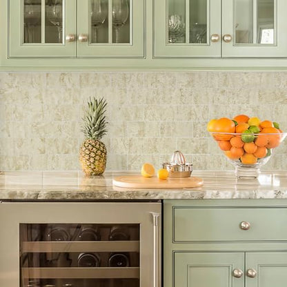 Vamos Tile 100-Pack Peel and Stick Backsplash Tile,3" x 6" PVC Subway Tile - color: Beige Travertine