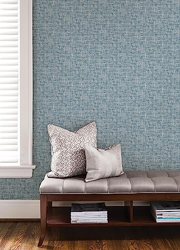 NuWallpaper NU2918 Navy Poplin Texture Peel & Stick Wallpaper, Blue - color: Navy