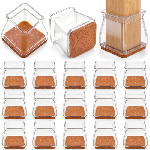 Wenqik 100 Pcs Square Chair Leg Floor Protectors Silicone Chair Leg Covers with Felt Pads Furniture Foot Cap for Hardwood Floors, Reduce Noise, Tile Wood Floor Protecttion Fit 7/8" to 1-1/4" - size: Small