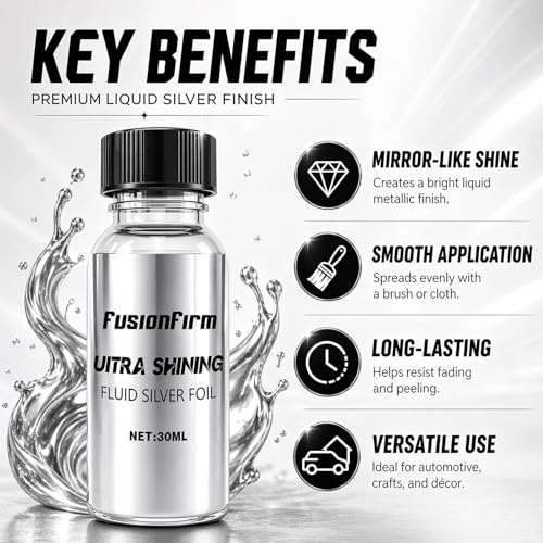 Liquid Leaf Paint - Alcohol-Based Airbrush Paint - High Gloss Finish Silver 1 Fl Oz - color: Silver, size: 1 Fl Oz (Pack of 1)