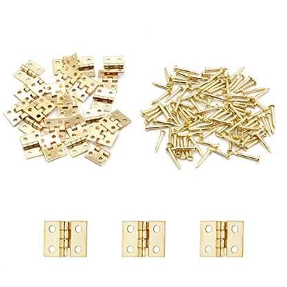 Biaungdo Mini Brass Hinges, 10x8mm, Golden, 24 Pcs - color: Yellow, size: 10x8mm,24Pcs