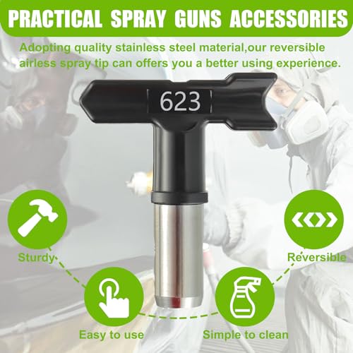5 Pieces 211/313/415/517/623 Spray Nozzle Reversible Airless Spray Nozzle Airless Paint Sprayer Gun Nozzle with 5 Pieces airless Spray Gun mesh Filters Apply to Homes Decks Fences