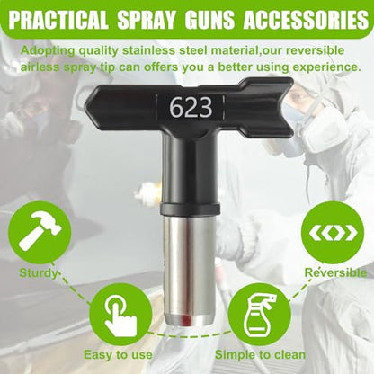 5 Pieces 211/313/415/517/623 Spray Nozzle Reversible Airless Spray Nozzle Airless Paint Sprayer Gun Nozzle with 5 Pieces airless Spray Gun mesh Filters Apply to Homes Decks Fences