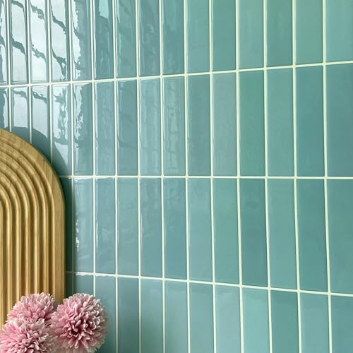 Alwayspon 10 Sheets 3D Peel and Stick PVC Backsplash Tiles, 10"x10" Self-Adhesive Wall Tile Stickers Stick on Subway Tiles for Kitchen Bathroom, Mint Green - color: T80559