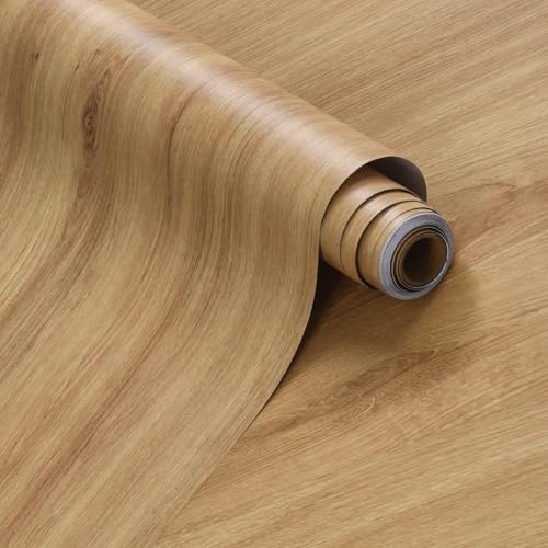 354"x48" Extra Wide Light Wood Contact Paper Peel and Stick Oak Wallpaper - color: Oak Brown, size: 48" x 354.3"