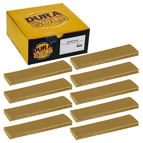 Dura-Gold Premium 1" x 4" Gold Sandpaper Micro Sheets, 120 Grit (Box of 45) - style: 120 Grit