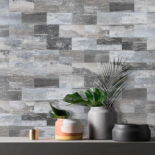 Vamos Tile 100-Pack Peel and Stick Backsplash Tile,3" x 6" PVC Subway Tile - color: Distressed Wood