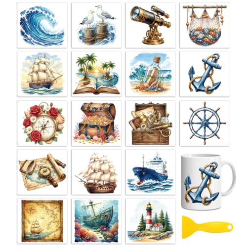Peacoblue Nautical and Ocean Rub On Transfers for Craft, Transfer Sticker - style: Nautical and Ocean