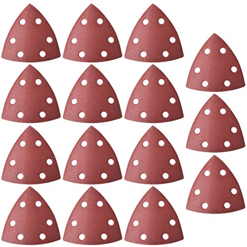 uxcell Detail Sander Sandpaper, Triangular Sanding Paper, Hook and Loop Sanding Pads, Triangle Oscillating Multi Tool, 240 Grits 6 Holes, 15pcs - style: 240 Grits