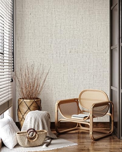 Grasscloth Peel and Stick Wallpaper Beige and Gray 15.7in x 393.7in - color: Beige Gray, size: 15.7"W x 393.7"L