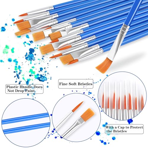 DECYOOL 60 Pcs Paint Brushes, Round Flat Small Brush Bulk for Painting - style: MIX(30Flat +30Round)